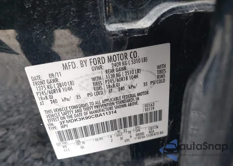 2012 Ford Edge Limited from USA, damaged, VIN 2FMDK3K90CBA11314
